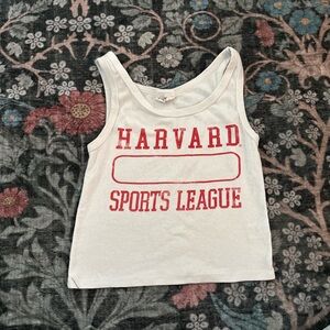 Harvard White Crop Tank - Sports League Graphic